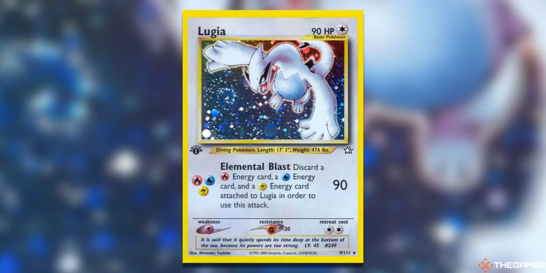Thẻ bài Lugia Holo Rare First Edition từ set Neo Genesis, biểu tượng của Johto và là một trong những thẻ Pokemon TCG Neo giá trị nhất.