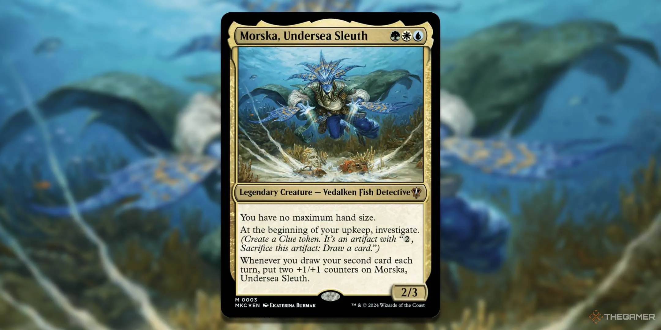Thẻ bài Morska, Undersea Sleuth với hình minh họa dưới nước, Commander của bộ bài Deep Clue Sea.