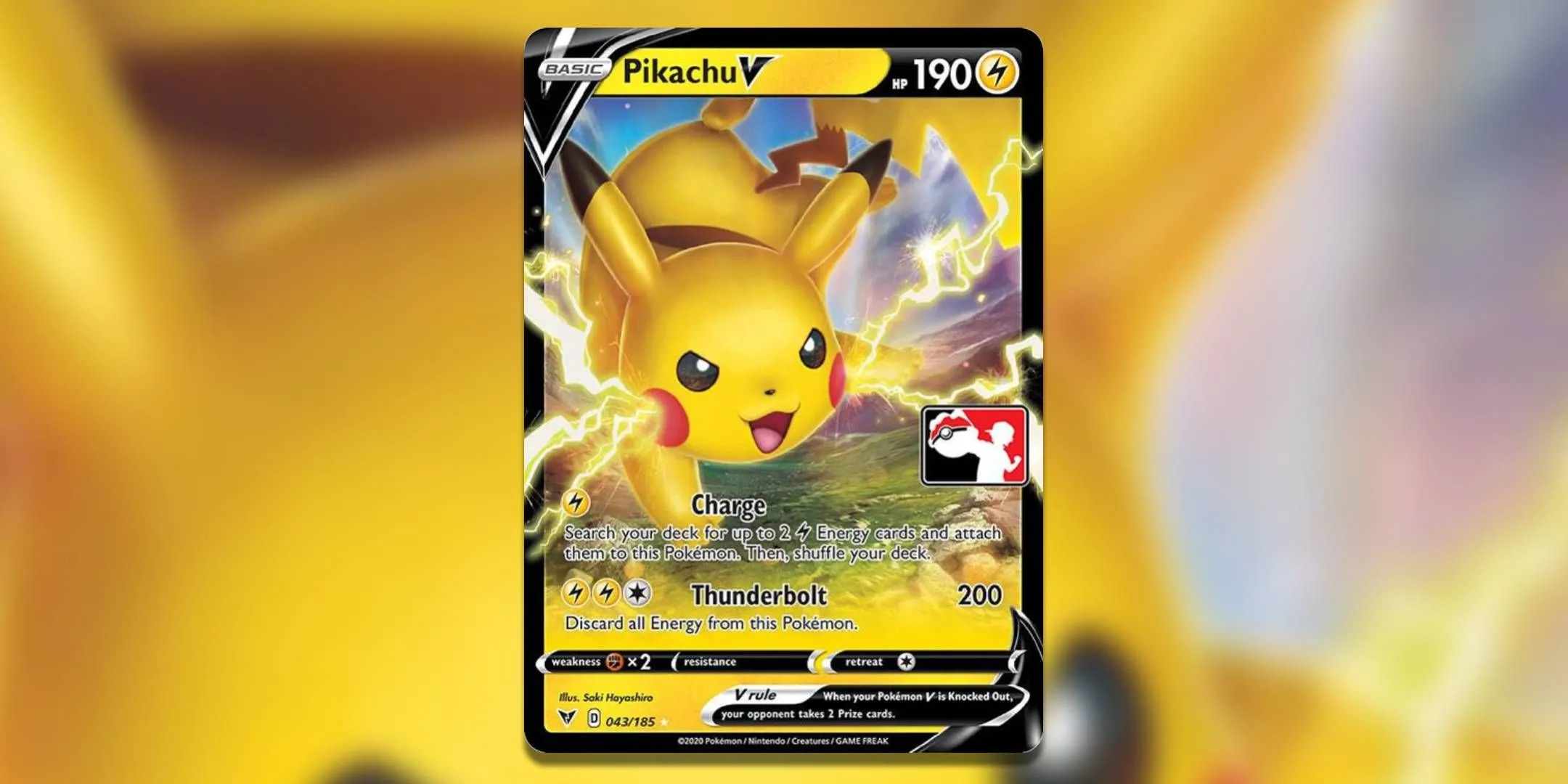 Thẻ bài Pikachu V từ Prize Pack Series của Pokemon TCG