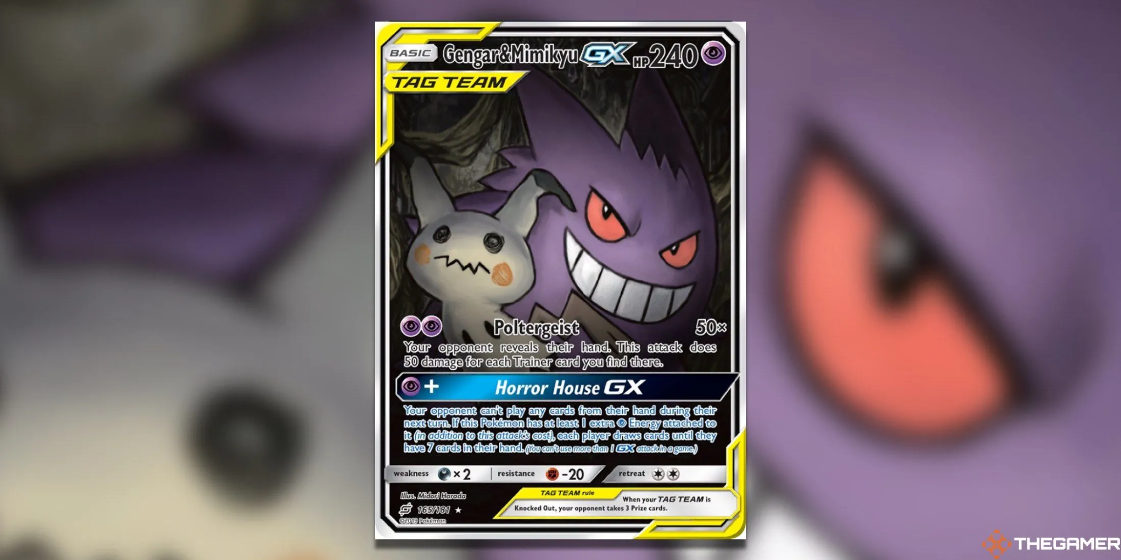 Thẻ bài Pokemon TCG Gengar &amp; Mimikyu GX Alternate Art từ bộ Team Up, phiên bản nghệ thuật độc đáo và giá trị nhất.