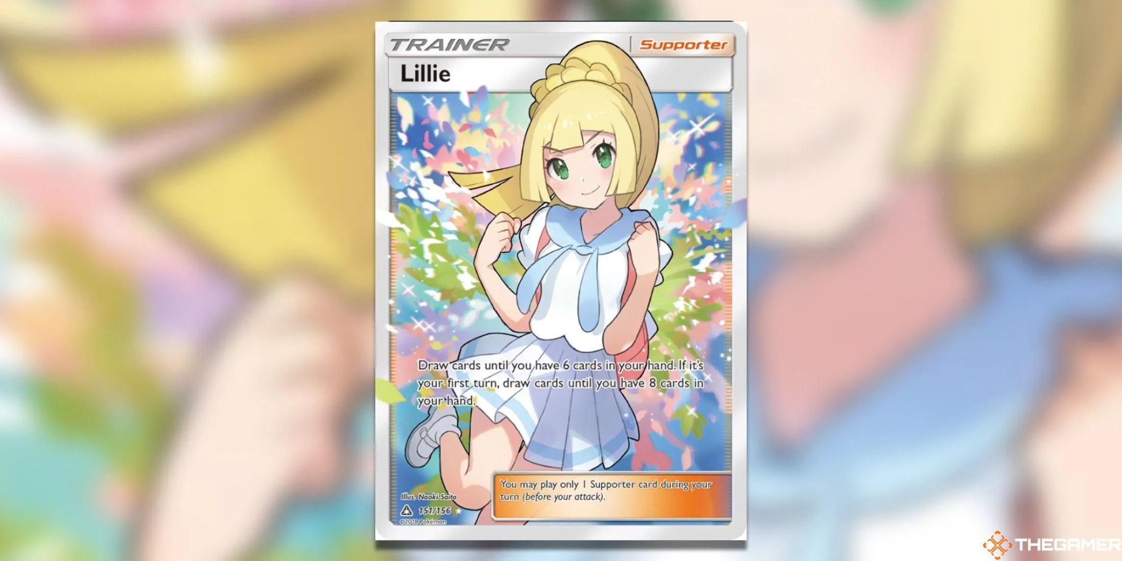 Thẻ bài Pokemon TCG Lillie Full Art từ bộ Ultra Prism, thể hiện Trainer Lillie là nhân vật chính.