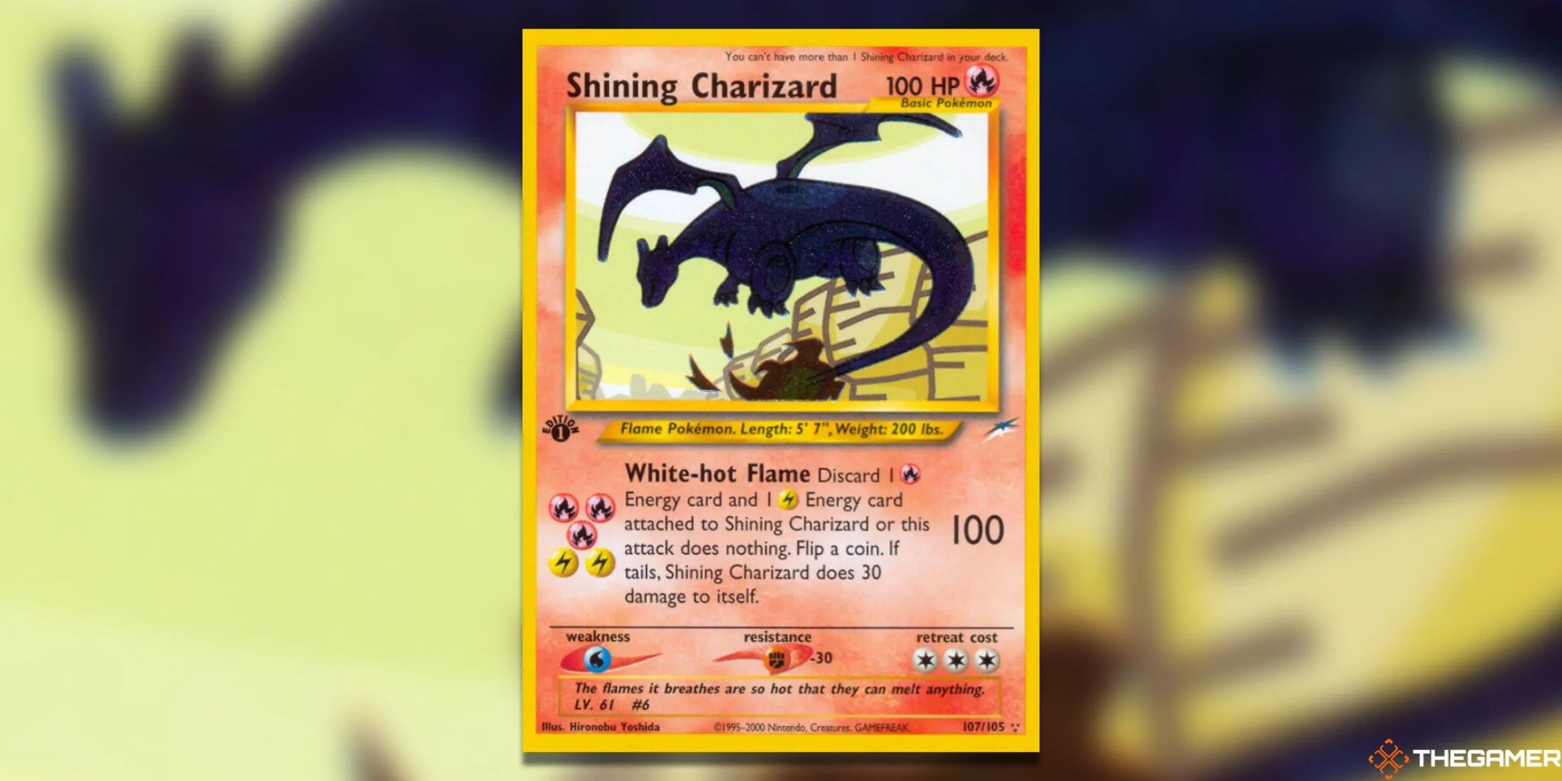 Thẻ bài Shining Charizard Secret Rare First Edition từ set Neo Destiny, vương miện của kỷ nguyên Pokemon TCG Neo với giá trị cao nhất.