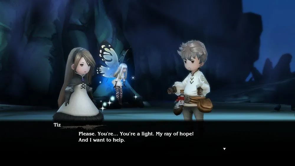 Tiz, Agnes, Ringabel và Edea trong Bravely Default Flying Fairy HD Remaster khám phá Luxendarc