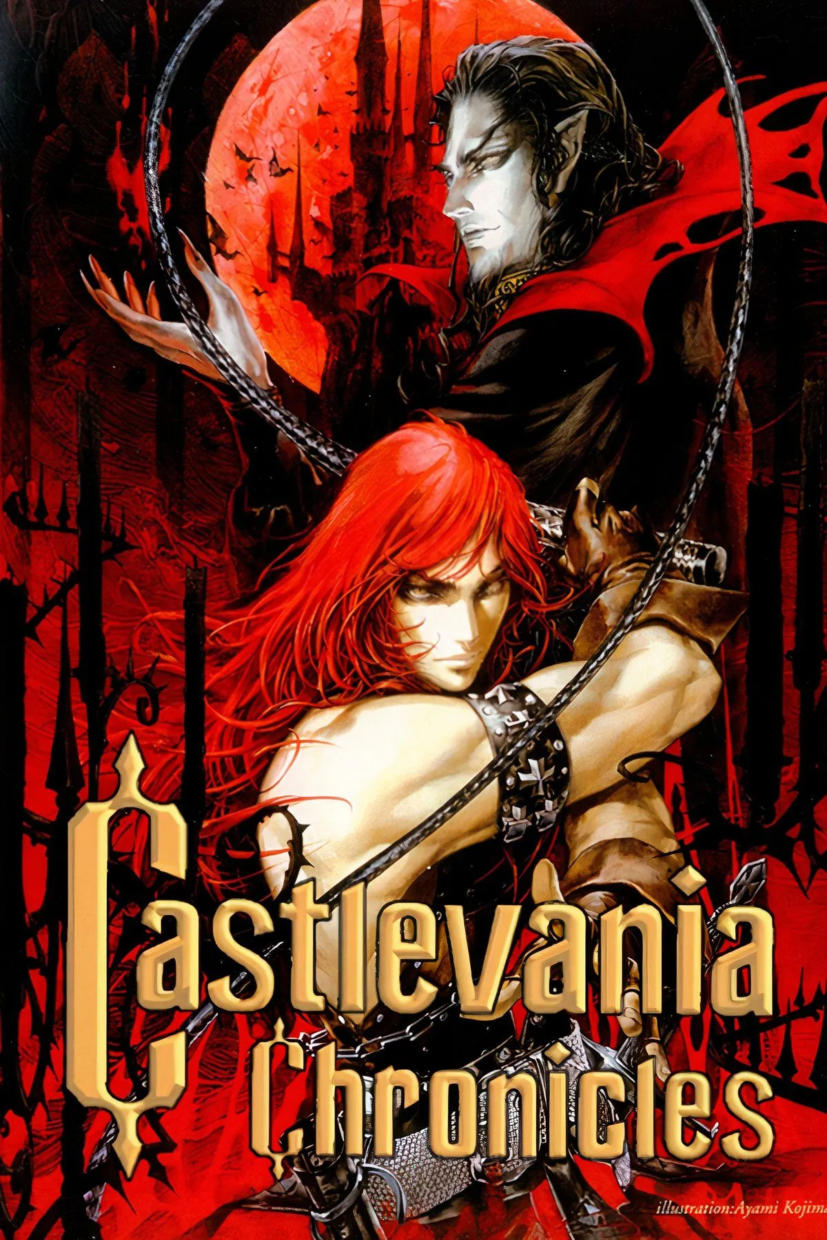 Tổng hợp các hình ảnh từ Castlevania Chronicles, bao gồm bìa game và cảnh chơi