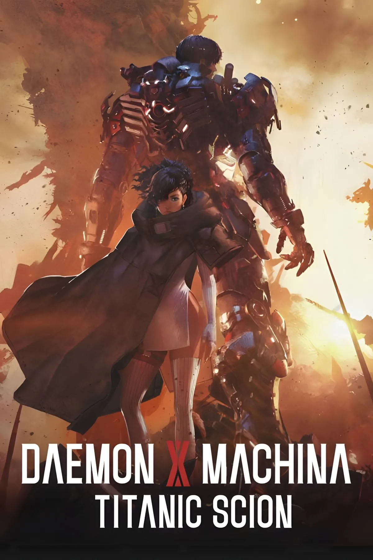 Ảnh bìa chính thức của Daemon X Machina Titanic Scion, với một Arsenal mech mạnh mẽ làm trung tâm, tượng trưng cho tiềm năng của tựa game.
