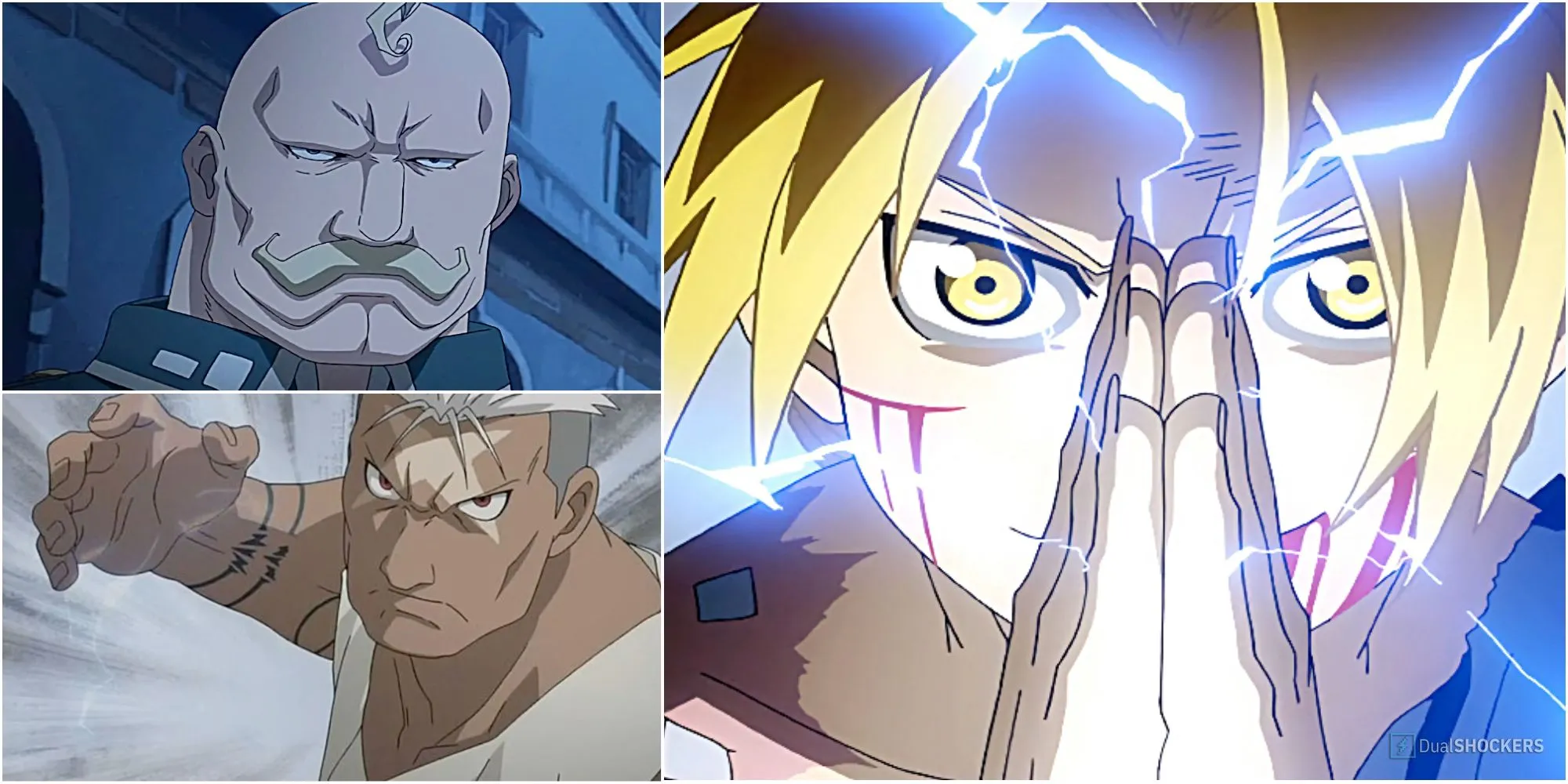 Armstrong, Scar và Edward Elric trong Fullmetal Alchemist: Brotherhood, những nhân vật biểu tượng