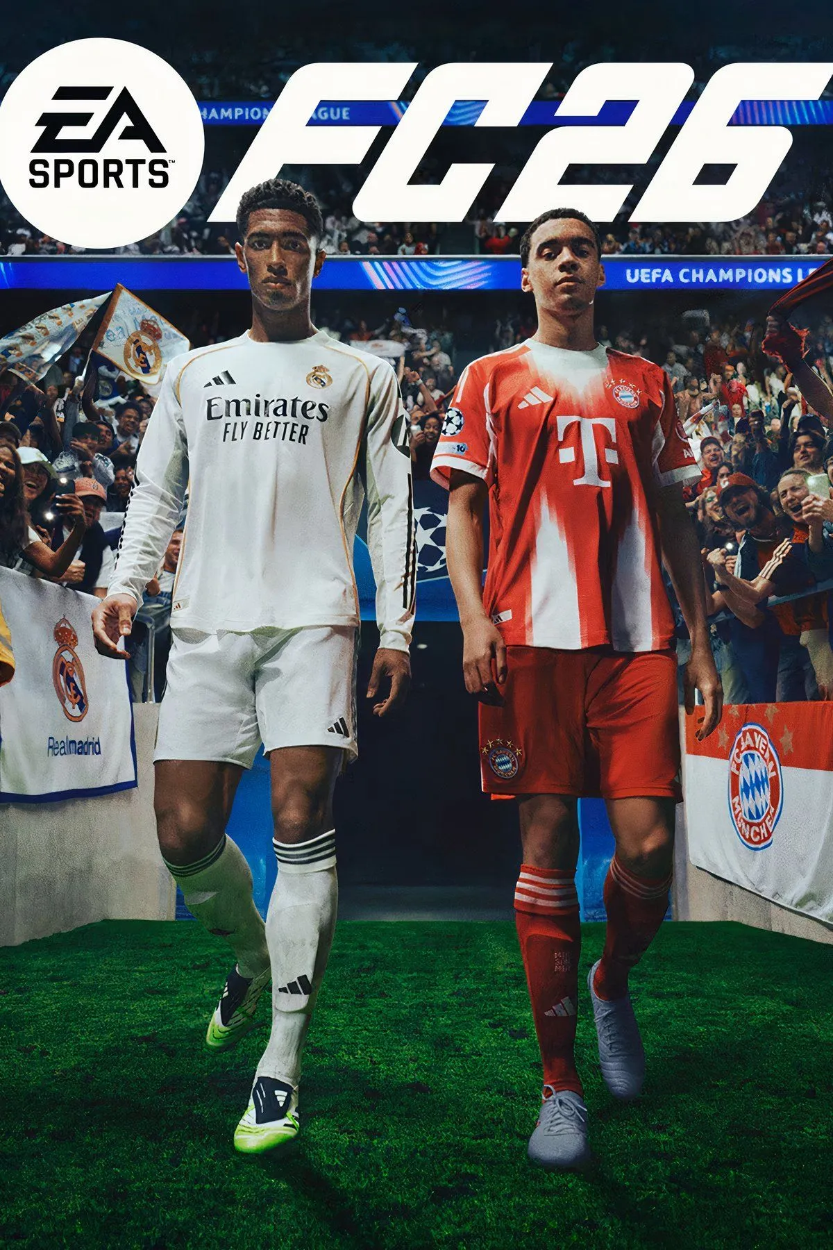 Bìa nghệ thuật của EA Sports FC 26, hiển thị logo và tên game trên nền màu tối