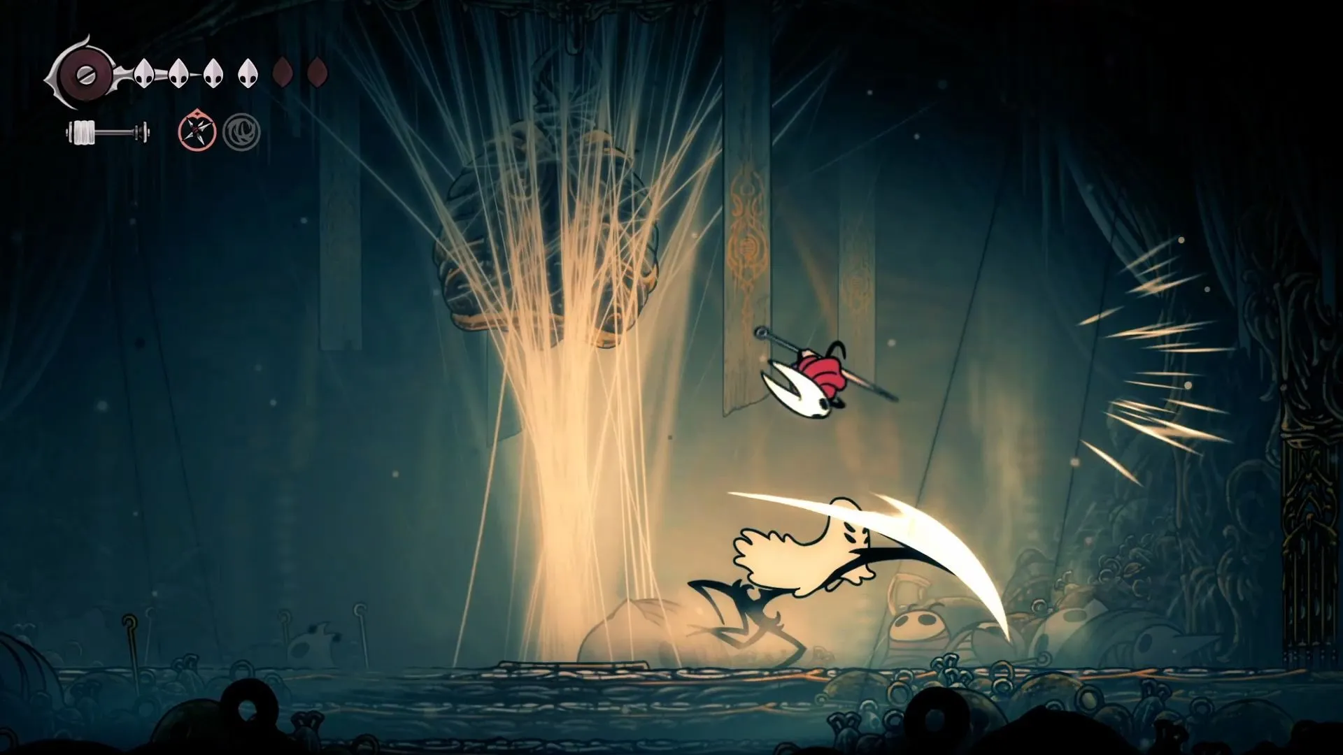 Boss Widow lao tới tấn công trong Hollow Knight Silksong