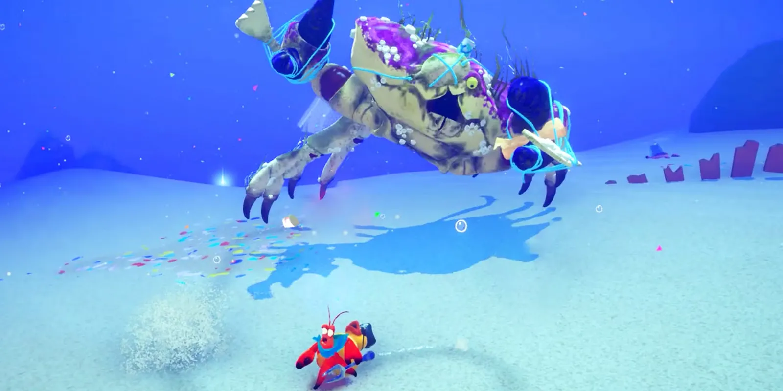 Cua Kril trong Another Crab's Treasure mang vỏ chai làm giáp, chuẩn bị chiến đấu