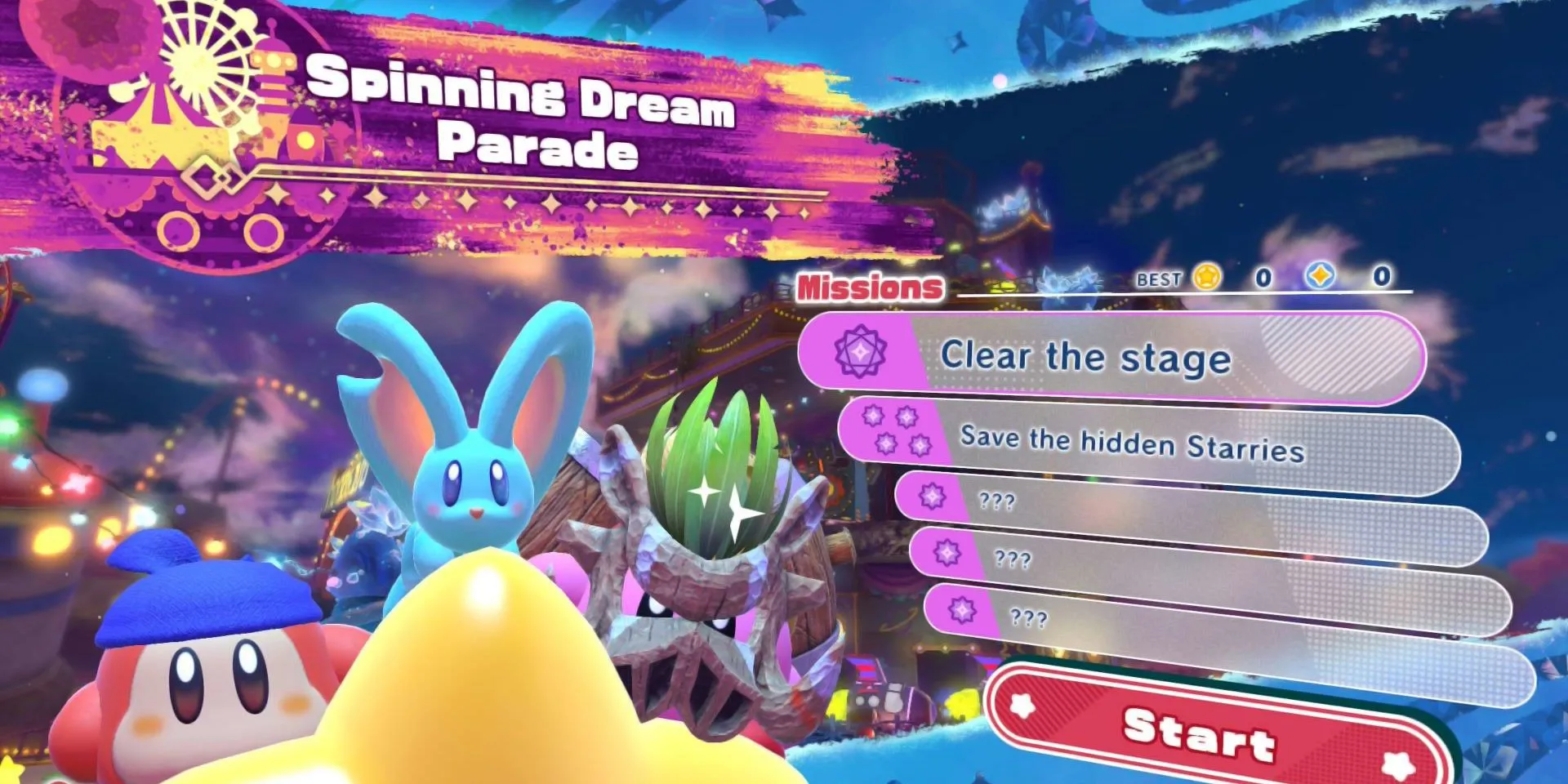 Kirby: Star-Crossed World với các mục tiêu nhiệm vụ đang ẩn