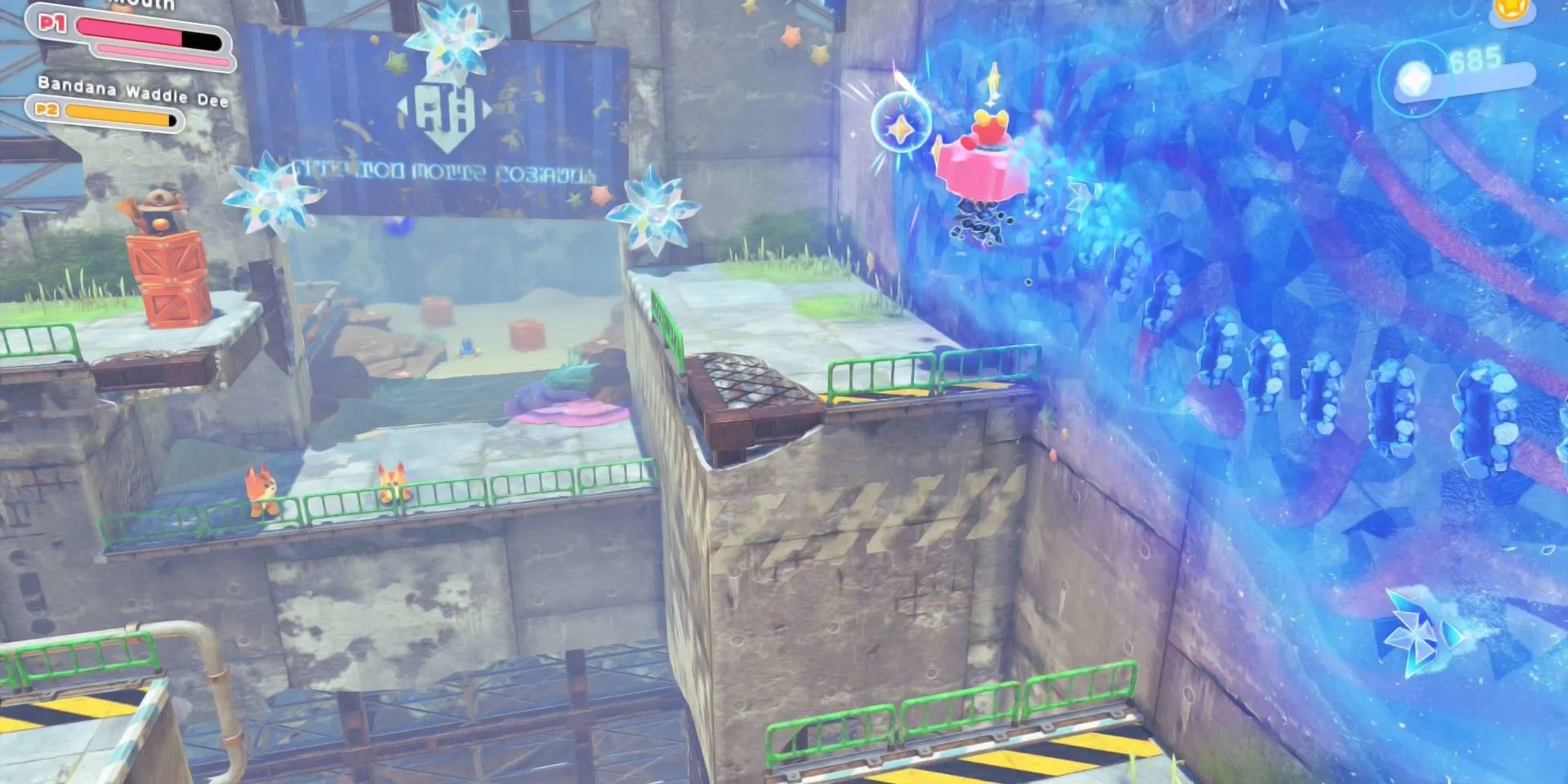 Kirby trong chế độ Gear Form Mouthful Mode của Kirby: Star-Crossed World