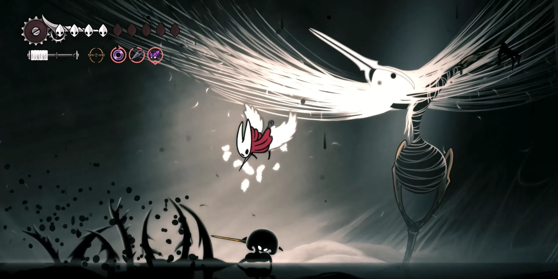 Lost Lace chiến đấu trong Abyss với các đòn tấn công void trong Hollow Knight Silksong