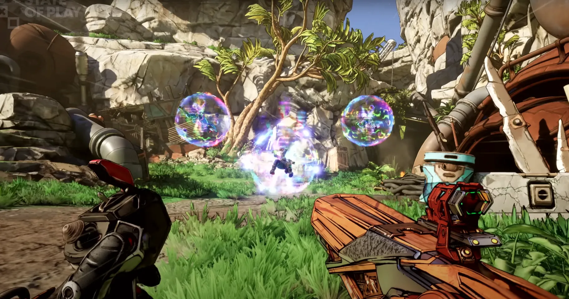 Một Vault Hunter tham gia vào trận chiến trong Borderlands 4, cho thấy giao diện và hành động