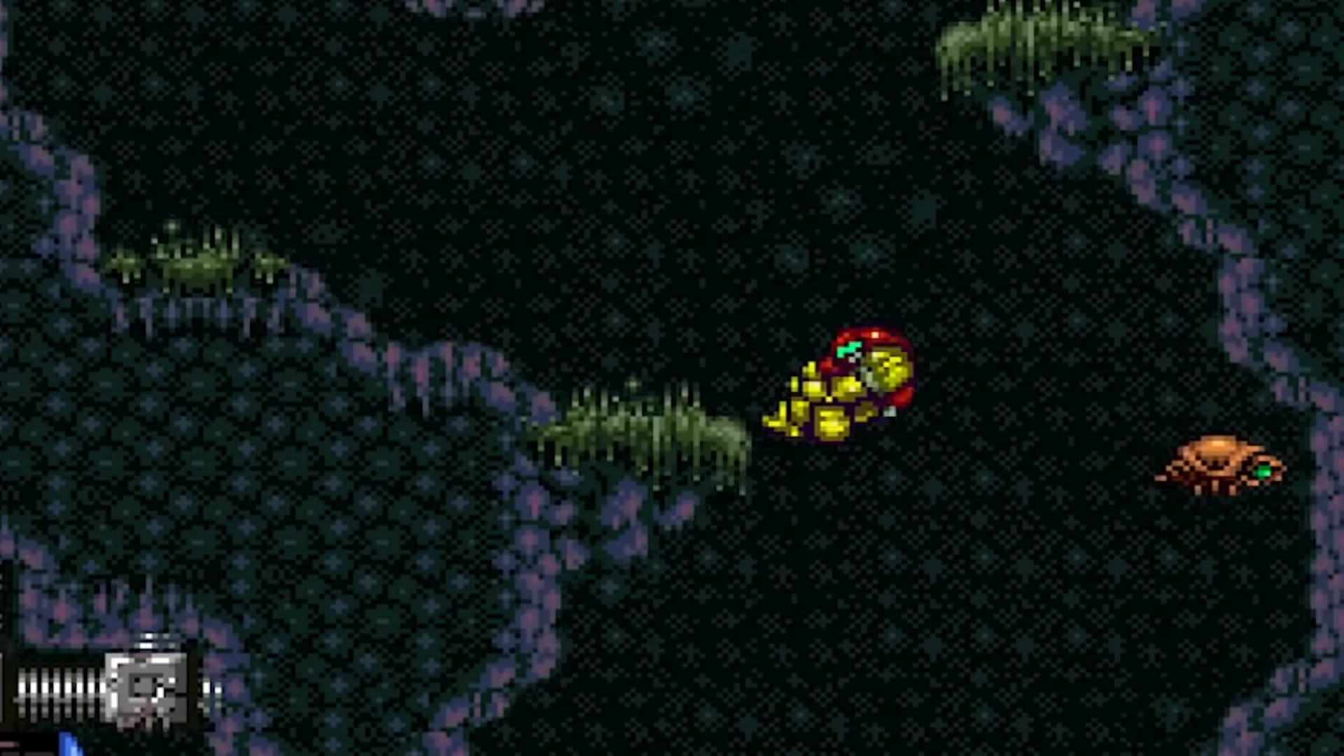 Samus Aran khám phá hành tinh Zebes với bản đồ phức tạp trong Super Metroid