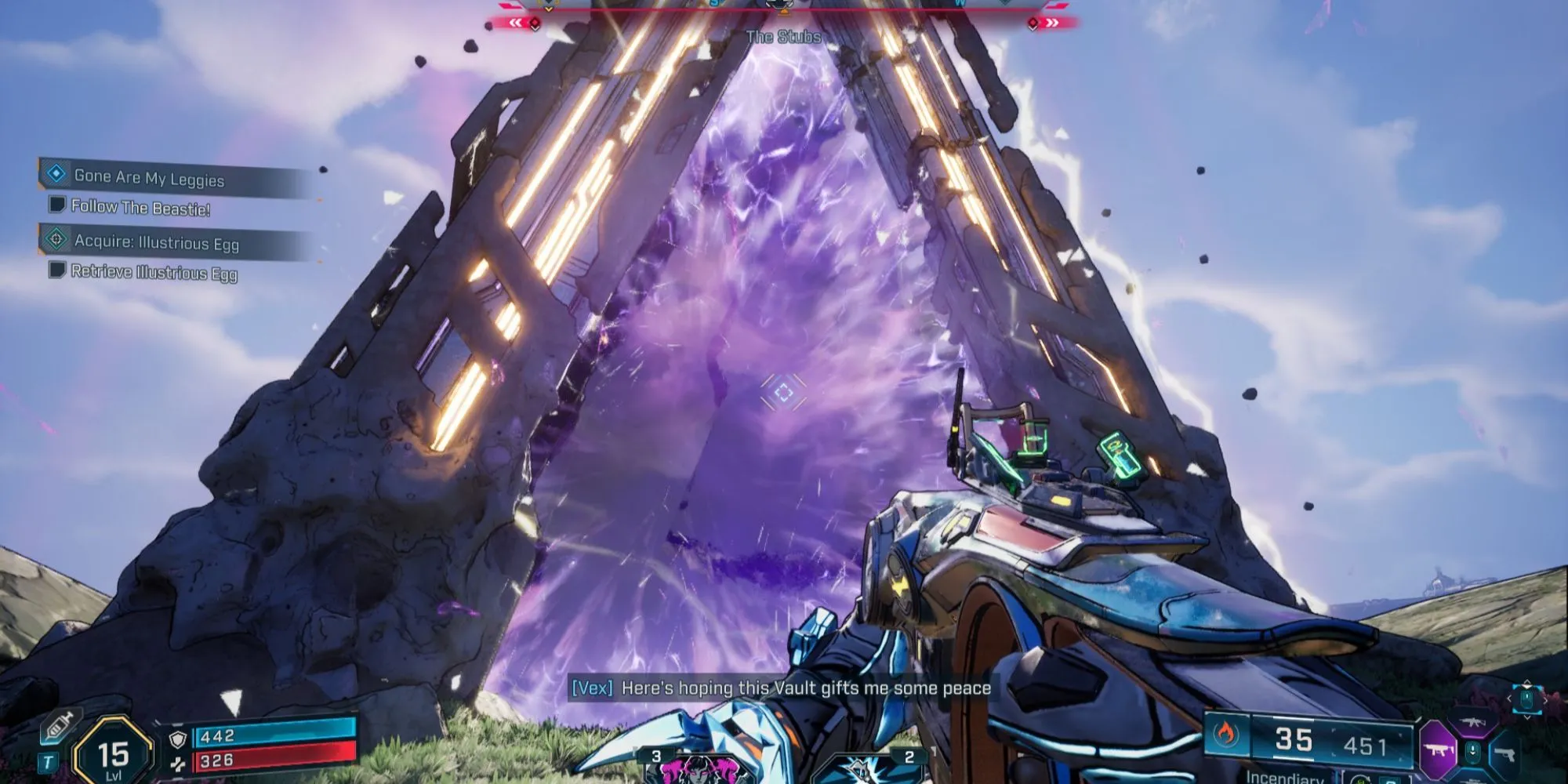 Vault Hunter khám phá một khu vực ngoài trời trong Borderlands 4, cho thấy môi trường đa dạng